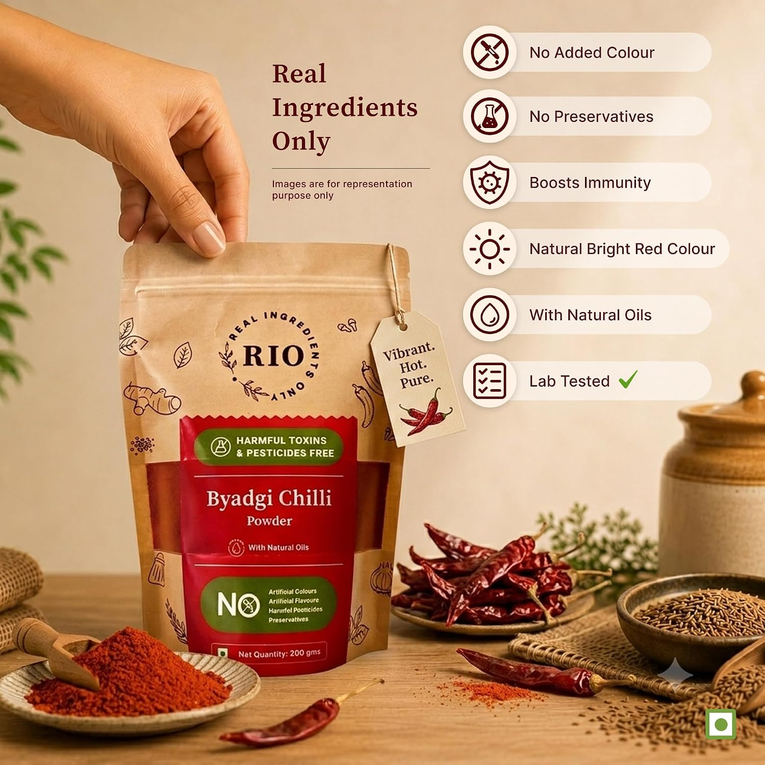 Byadagi chilli powder with whole dried chillies