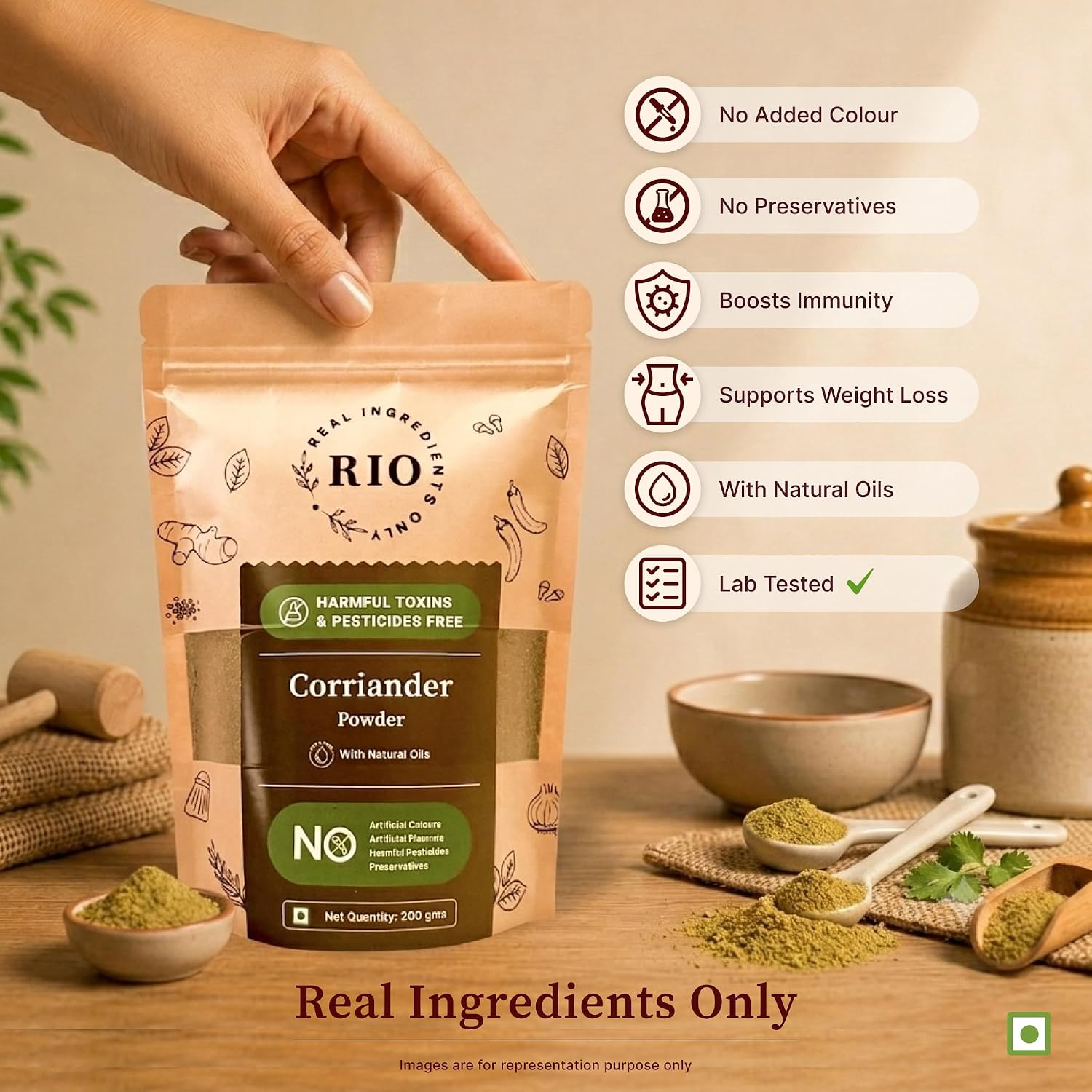Coriander powder with fresh coriander