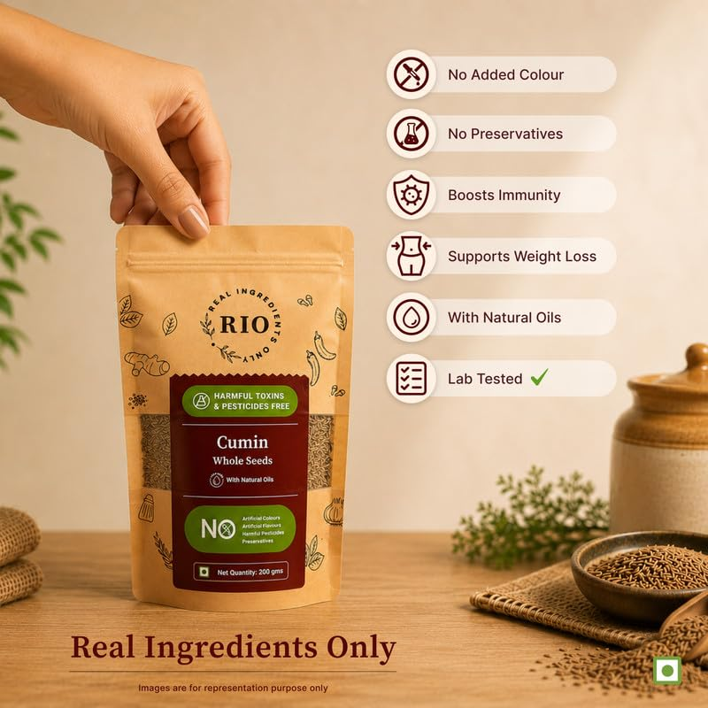 Cumin seeds pouch with a bowl of jeera